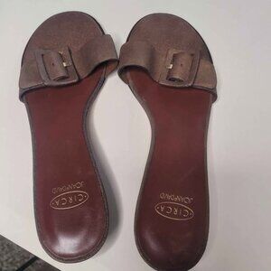 Circa Joan & David Bronze Metallic Buckle Slide Sandals Kitten Heel Mens 8.5M